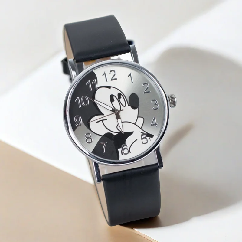 Disney Mickey Zegarki dziecięce dla dzieci Skórzany pasek Damski zegar kwarcowy Zegarek studencki dla chłopca, dziewczynki, prezent urodzinowy