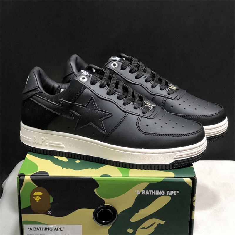 Chaussures décontractées unisexes A BATHING APE 2026 originales, entièrement noires, à motif requin, plateforme, antidérapantes, souples, pour la marche en extérieur