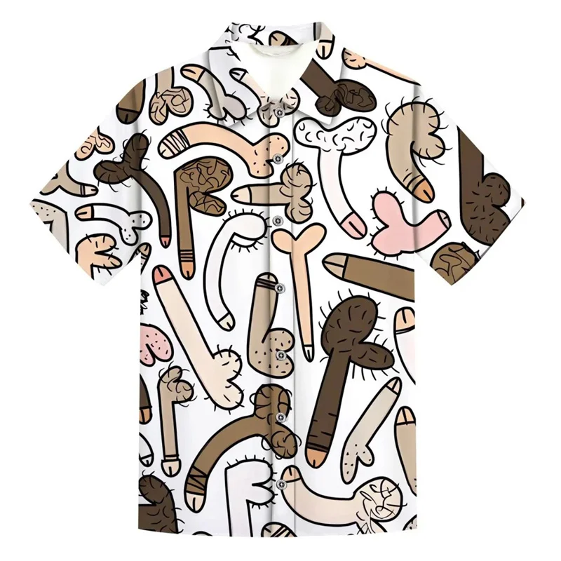 Novas Camisas Masculinas Estampadas 3D Estilo Cogumelo 2026 - Camisas Havaianas Curtas Masculinas de Anime Modernas e Estilosas - Blusas Soltas