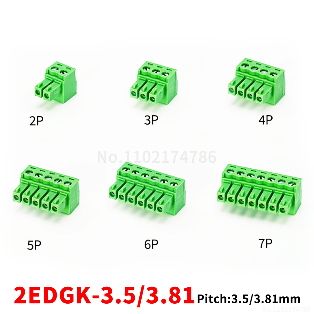 (1 stuks) 15EDGK - 3,81 mm 3,5 mm insteekbaar aansluitblok 2~24P mannelijk-naar-vrouwelijk connector KF 2EDGK 3,5 3,81