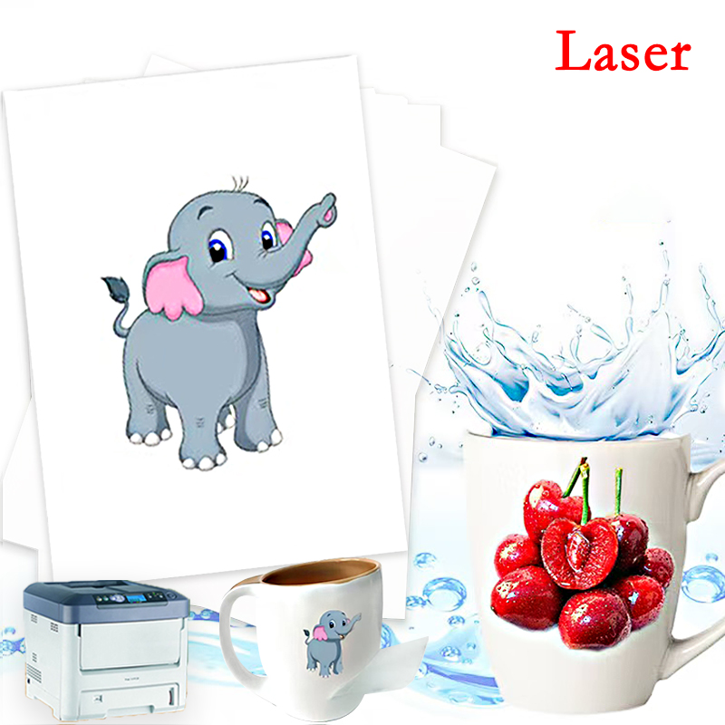 A4 10/20 piezas calcomanía de deslizamiento de agua láser papel de transferencia blanco y transparente para tazas DIY funda de teléfono de porcelana vidrio Metal cristal madera.