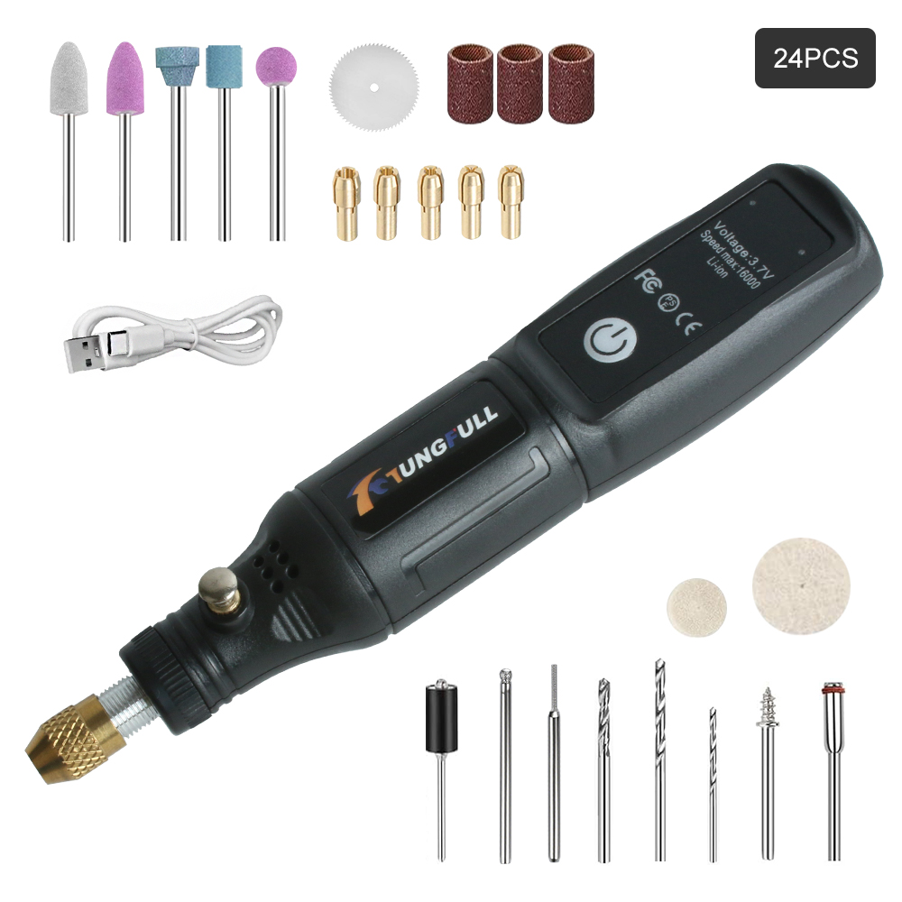 텅풀 미니 리튬 전동 드릴 3.7V 무선 로터리 공구 (각인, 연마, 광택, 조각, 절단, DIY 공예용)