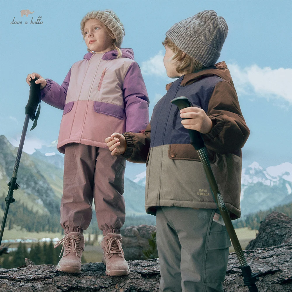 Dave Bella, Abrigo con capucha para niños, chaqueta impermeable gruesa y cálida de invierno para niños y niñas, prendas de vestir exteriores superiores para salida, ropa para niños DB4254596