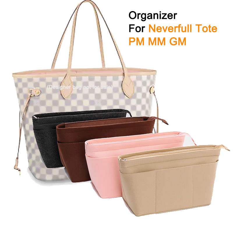 Używany do organizera wkładki do torby na zakupy Neverfull, torby do przechowywania PM MM GM z górnym zamkiem błyskawicznym 12 kieszeni, wewnętrzna wkładka do torby na ramię