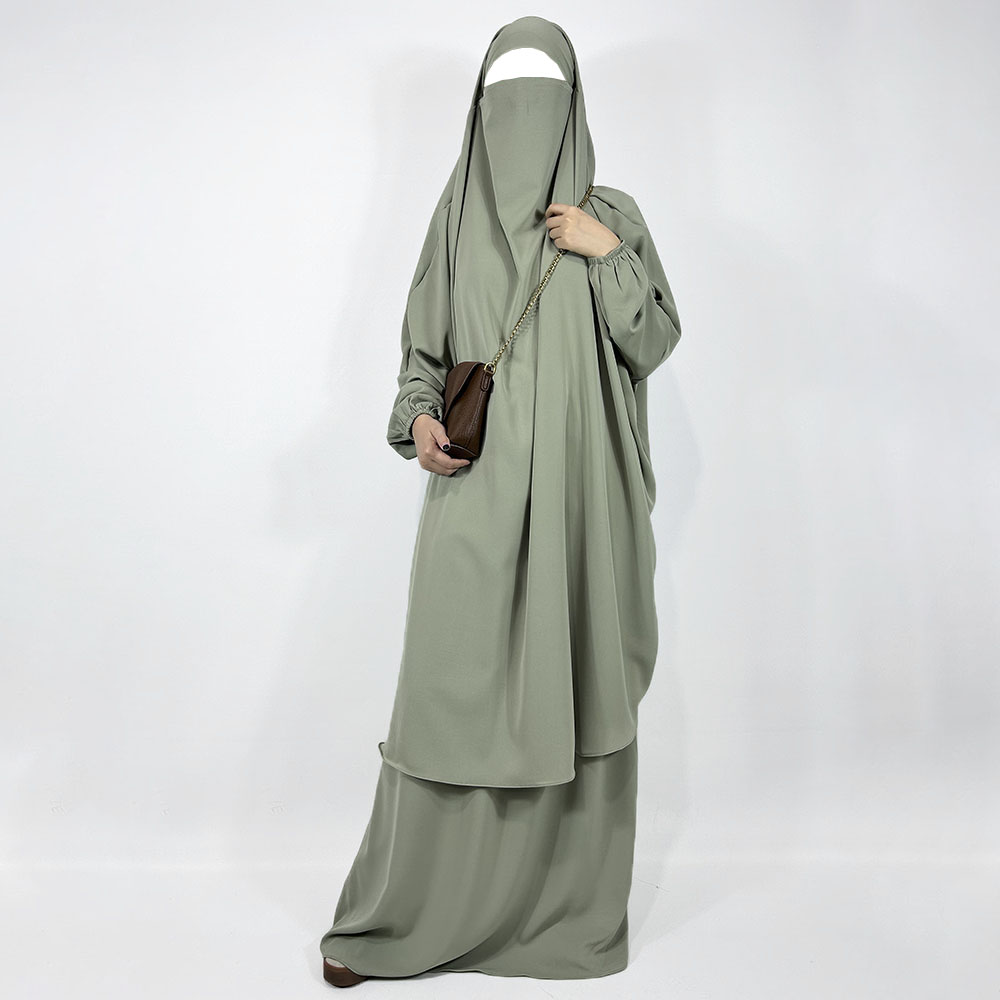 Falda Jilbab de dos piezas con bolsillos, cuerdas Niqab, alta calidad, Nida, ligera, transpirable, EID Ramadán, conjunto de oración para mujeres musulmanas