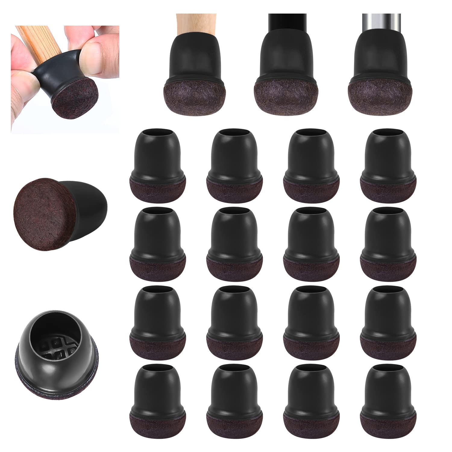 8 protectores de silicona negros para patas de silla, pequeños protectores redondos para patas de taburete de metal, patas de mesa, protección de 360 grados