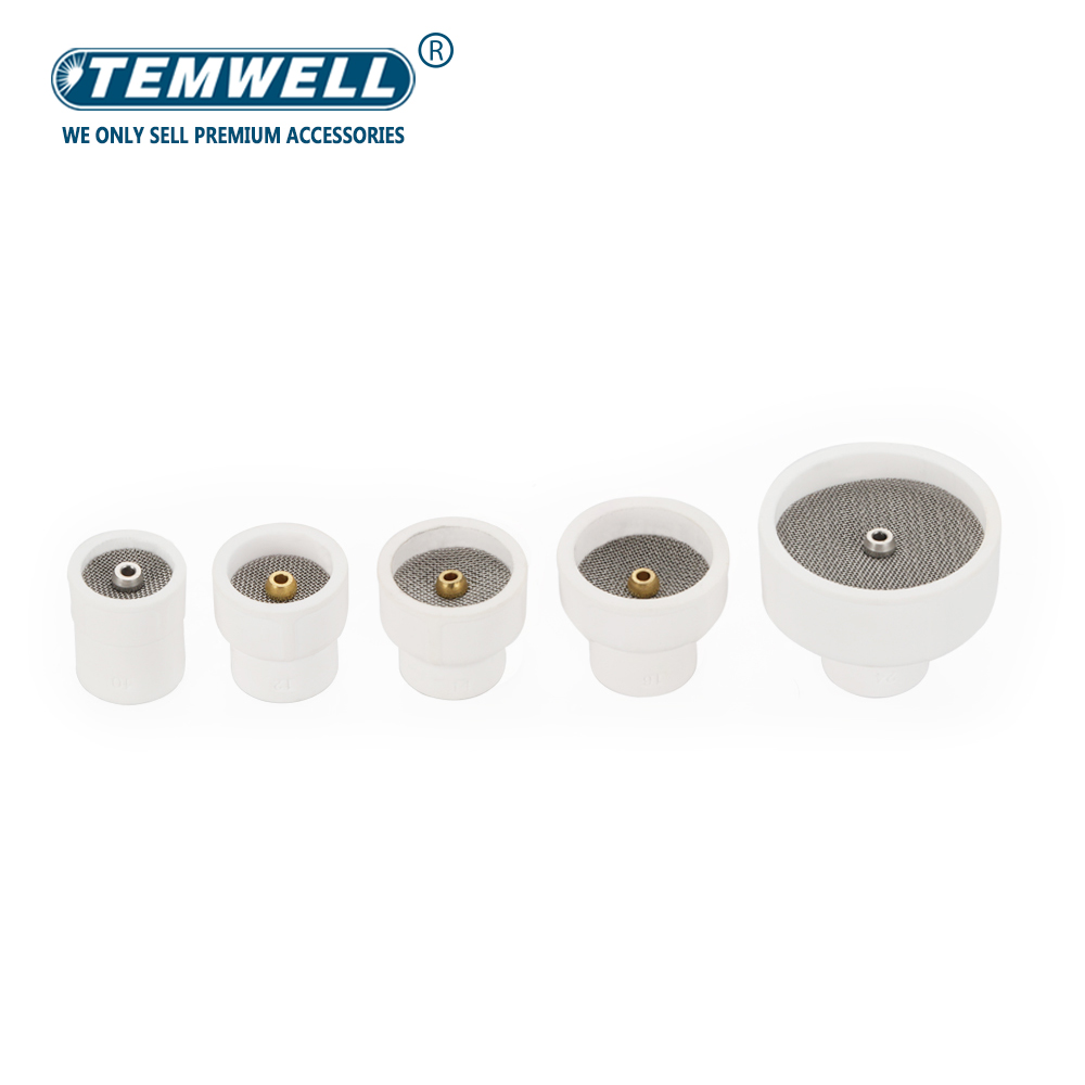 10 #   12 #   14 #   16 #   24 #    Boquilla de cerámica blanca, taza de alúmina para WP9 WP20 WP17 WP18 WP26, soplete de soldadura Tig, taza de soldadura TIG de cerámica