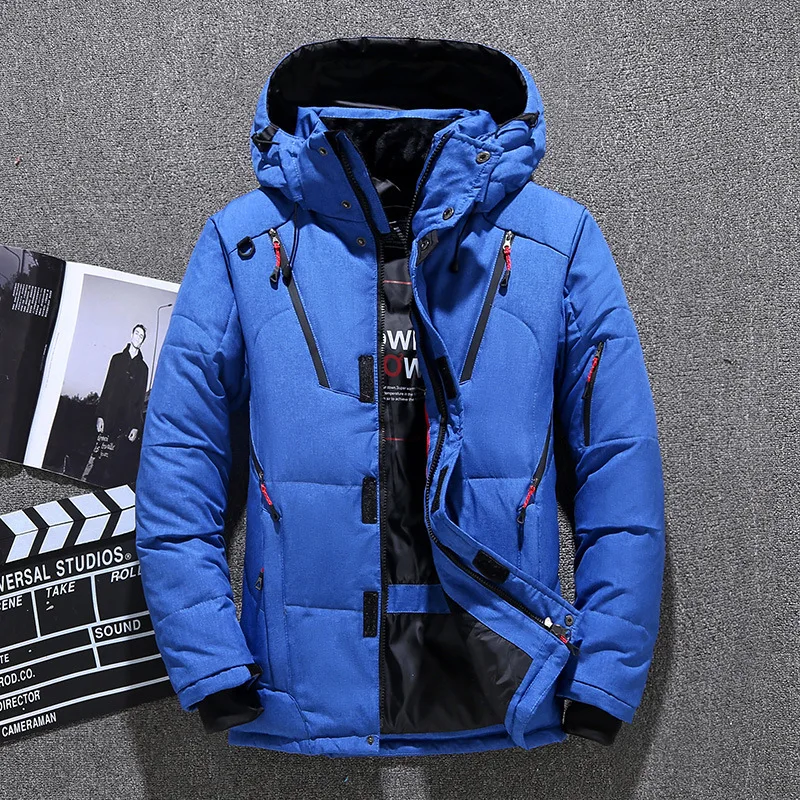 Homens pato branco para baixo jaqueta quente com capuz grosso puffer jaqueta casaco masculino casual de alta qualidade casaco térmico inverno parka