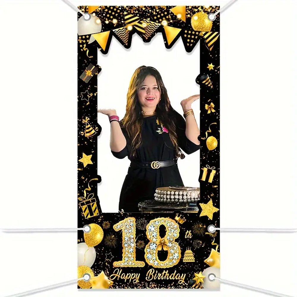 Ouro preto feliz aniversário photo booth quadro banner 18th 21st 30th 40th 50th fabuloso festa de aniversário cenários