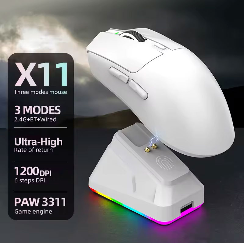 2026 NIEUWE X11 Draadloze Bluetooth 3-Modus Muis Touchscreen Magnetische Oplaaddock Ultralichte Macro Gaming Muis Magnetische Basis