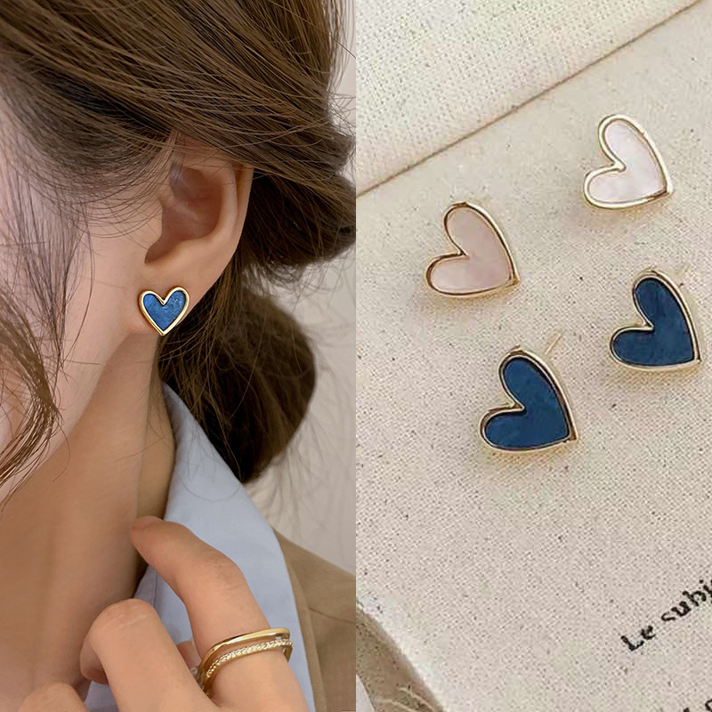 Pendientes con pasador de oro rosa para mujer, joyería sencilla a la moda, con aguja de plata 925, corazón ostentoso, piedra de circón, regalo 2022