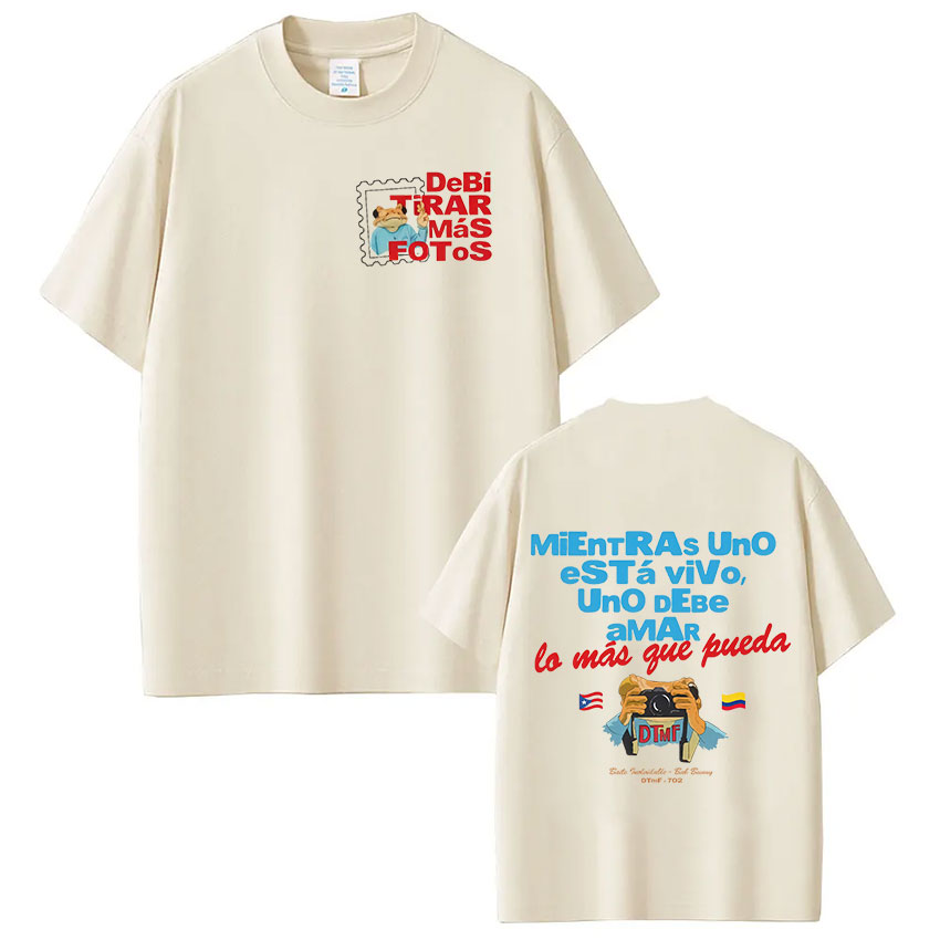 Rapper Bad Bunny T-shirt Debi Tirar Mas Fotos DTMF Tour T Shirts Men's Clothing Women Fashion Hip Hop Summer T-shirt Streetwear