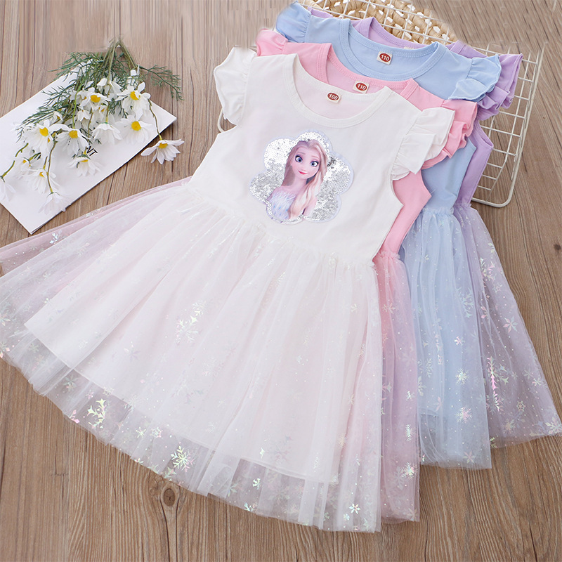 Quần Áo Bé Gái 2022 Mùa Hè Mới Đầm Công Chúa Bay Tay Trẻ Em Đầm Frozen Elsa Đảng Bé Váy Đầm Cho Trẻ Em Quần Áo