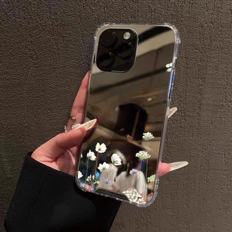 Coque de téléphone en acrylique miroir à fleurs, étui pour Samsung Galaxy S25 S24 S23 S22 S21 Ultra Plus FE A06 A14 A23 A35 A36 A52 A53 A55 A56