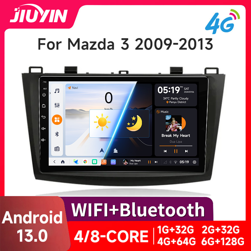 Автомобильный радиоприемник JIUYIN 2 Din для Mazda 3 2009 2010 2011 2012 2013 Android 13 Мультимедийный плеер 4G GPS-навигация Carplay DVD головное устройство