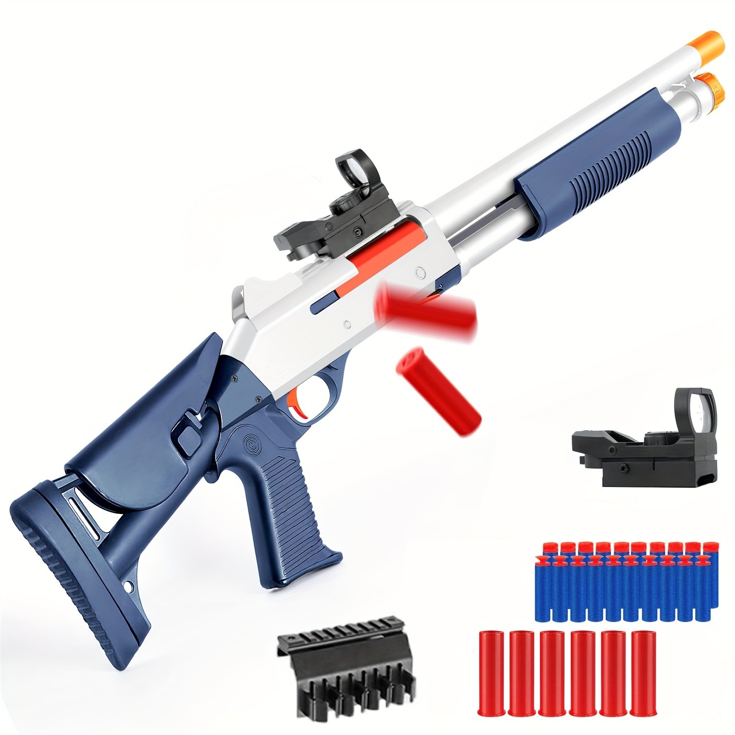 Arma de brinquedo de bala macia para espingarda interior Shell Ejectando Toy Gun Arma de balas macias sem 6 Shell 20 dardos macios, perfeito para interior