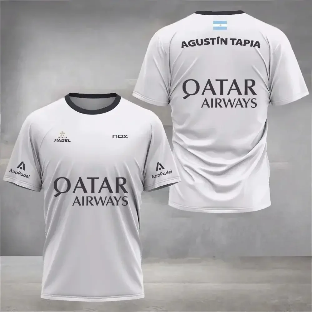 เสื้อยืดแขนสั้นสำหรับผู้ชายและเด็กสำหรับเล่นกีฬาแบดมินตันและเทนนิสในฤดูร้อน เสื้อสตรีทแวร์ลำลองสำหรับผู้ชาย