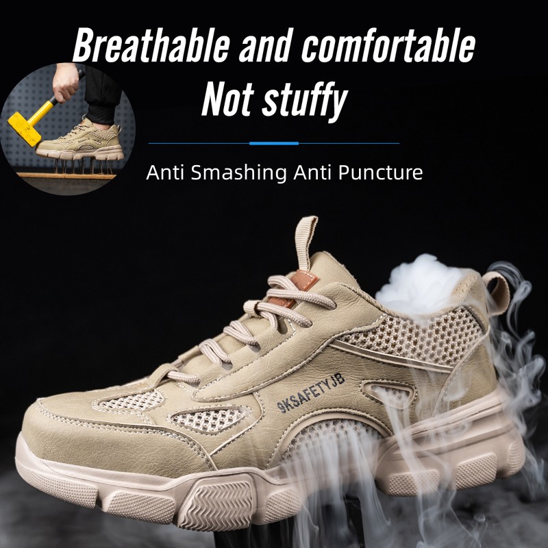 Scarpe antinfortunistiche estive con puntale in acciaio a rete unisex per uomo Sneaker leggera e traspirante Comode sneakers da lavoro indistruttibili per Hombre