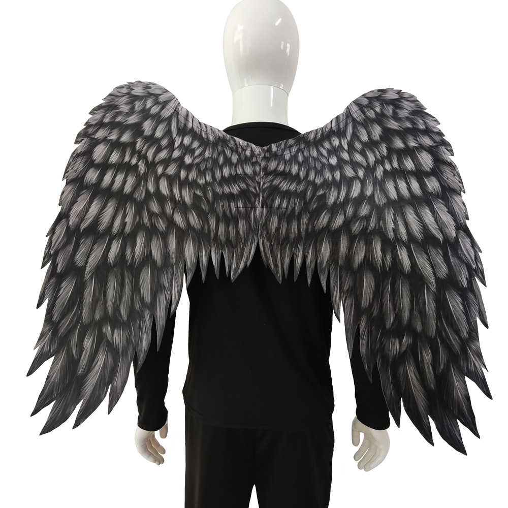 Складные нетканые черно-белые крылья дьявола Archangel для Хэллоуина карнавала шоу реквизит украшение