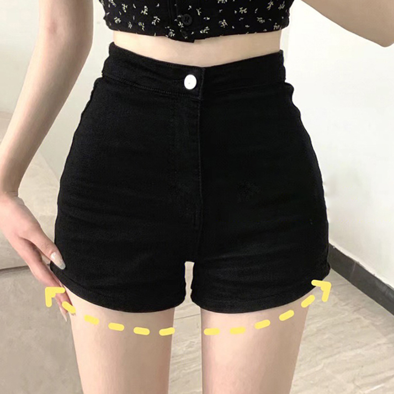 Pantalones ajustados informales negros para mujer, mallas adelgazantes ultracortas de cintura alta, pantalones cortos sexis de verano pequeños