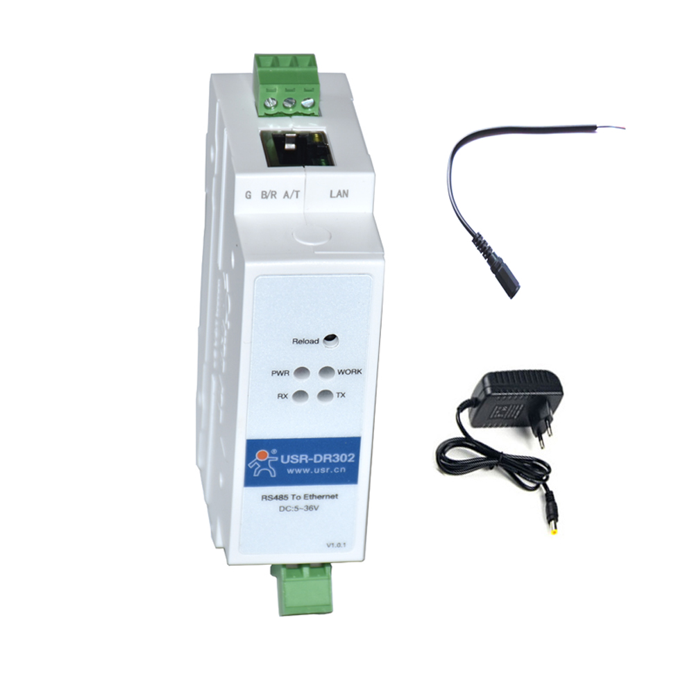 USR-DR302 Convertidor de serie a Ethernet RS485 con carril DIN Transmisión transparente bidireccional entre RS485 y RJ45