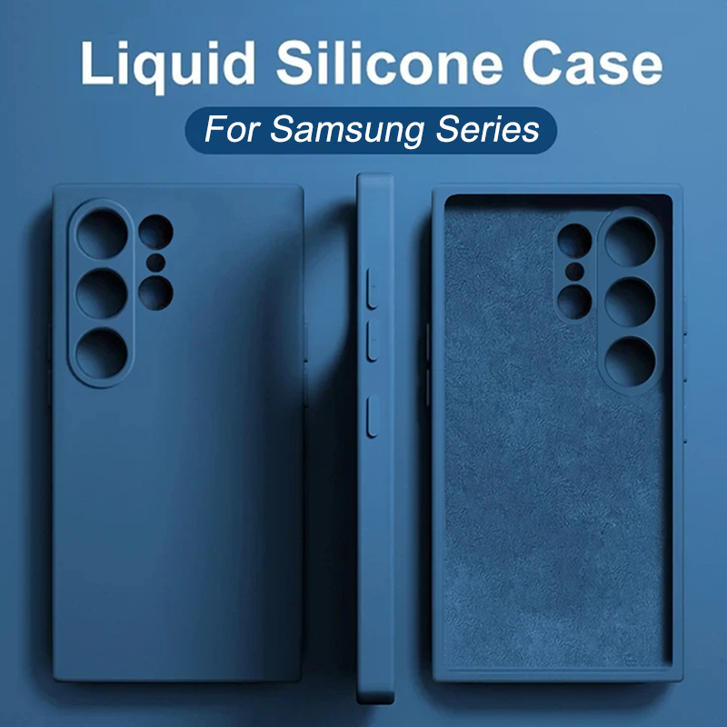 Novo atualizado casos de telefone de silicone líquido para samsung galaxy s24 s23 s22 s21 s20 ultra plus a34 a54 5g caso macio à prova de choque capa