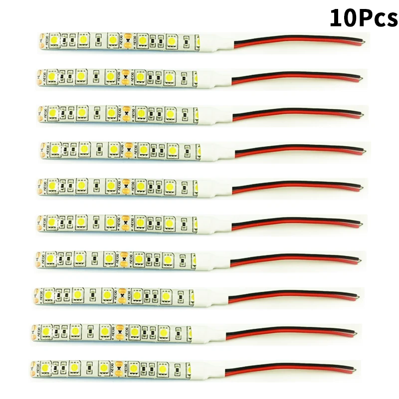 10 pçs 10cm à prova dwaterproof água branco 5050 luzes de tira led dc 12v caravana barco carro 6 leds (10cm) lâmpada com iluminação decoração