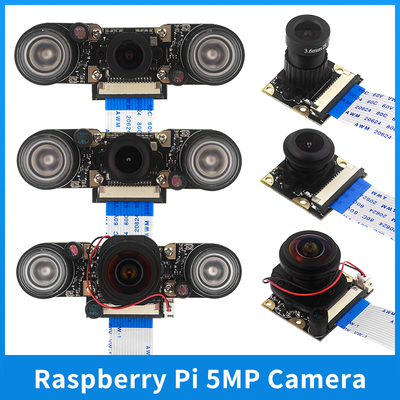 Raspberry Pi Nachtsichtkamera mit 2 Infrarotlicht 5 MP OV5647 Webcam 75 175 IR-CUT-Kamera für Raspberry Pi 4B 3B+ 3B Zero