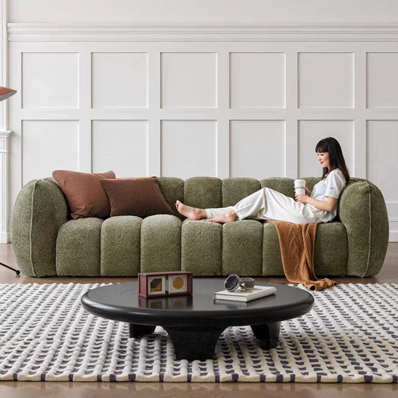 Home Living Room Sofas And Seating Vacuum Compression Sofa Cream Style Fabric Straight Row Compressed Boneless Couch Furniture