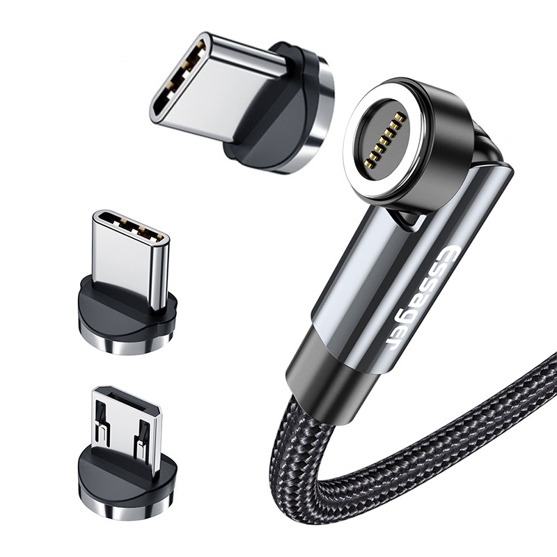 Essager 540 Rotate Magnetic Cable 3A Fast Charging Micro USB Type C Cable for iPhone Xiaomi Magnet Charger Phone Wire Cable Data