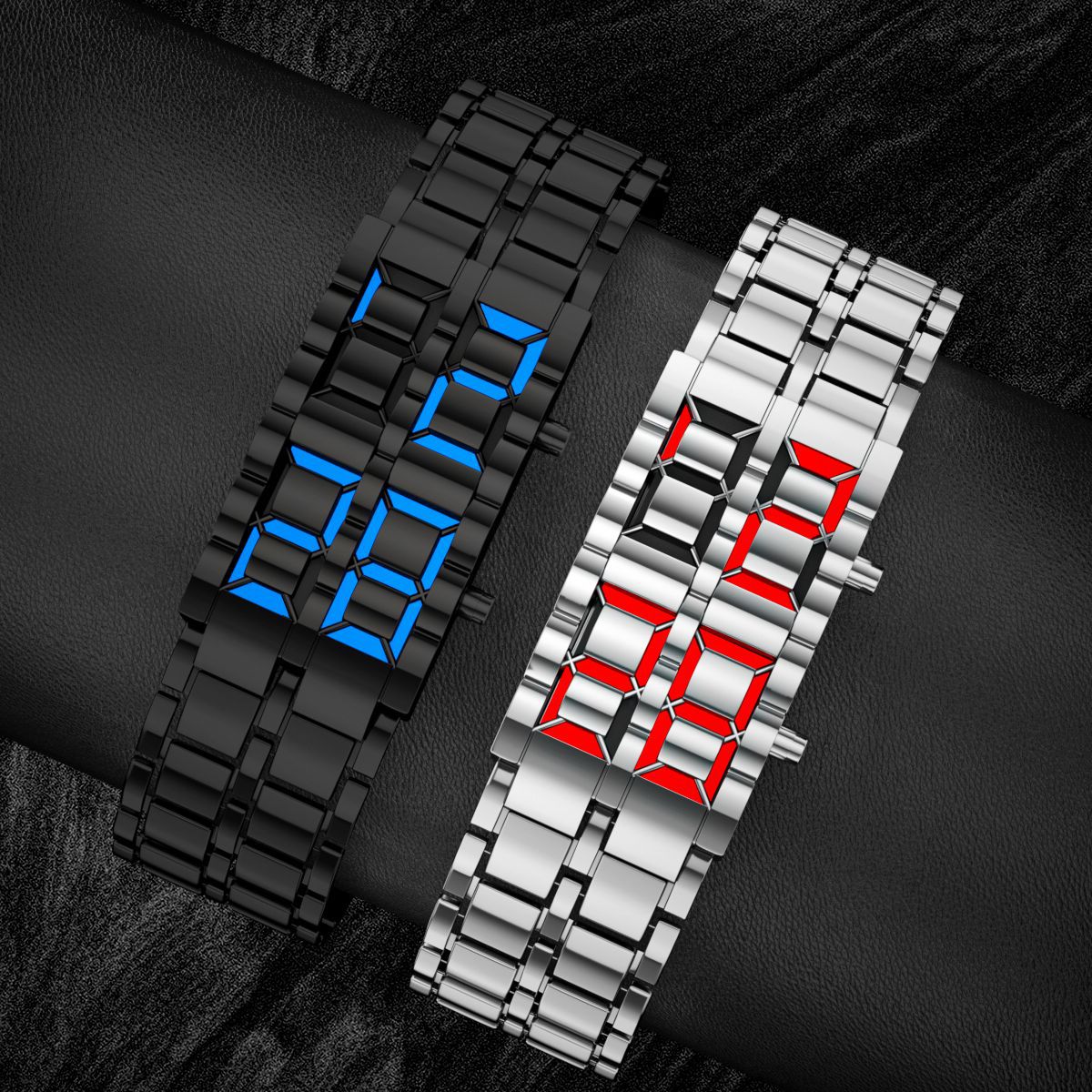 Moda preto completo de metal digital lava relógio de pulso masculino azul display led relógios masculinos presentes para masculino menino esporte relógio criativo