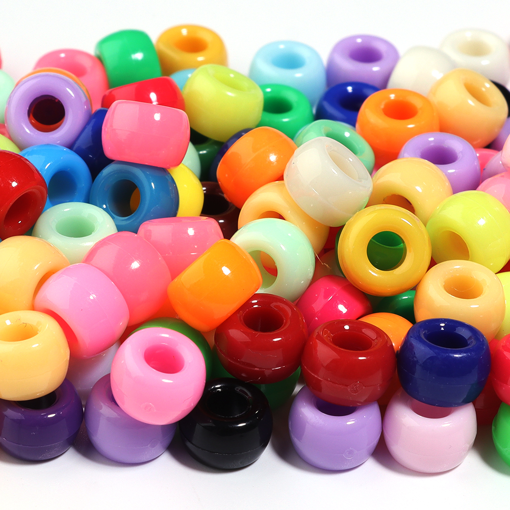 200szt/lot 9mm Mix Color Acrylic Beads 4mm Big Hole Round Loose Beads For Jewelry Making DIY Naszyjnik Bransoletka Akcesoria Rzemieślnicze