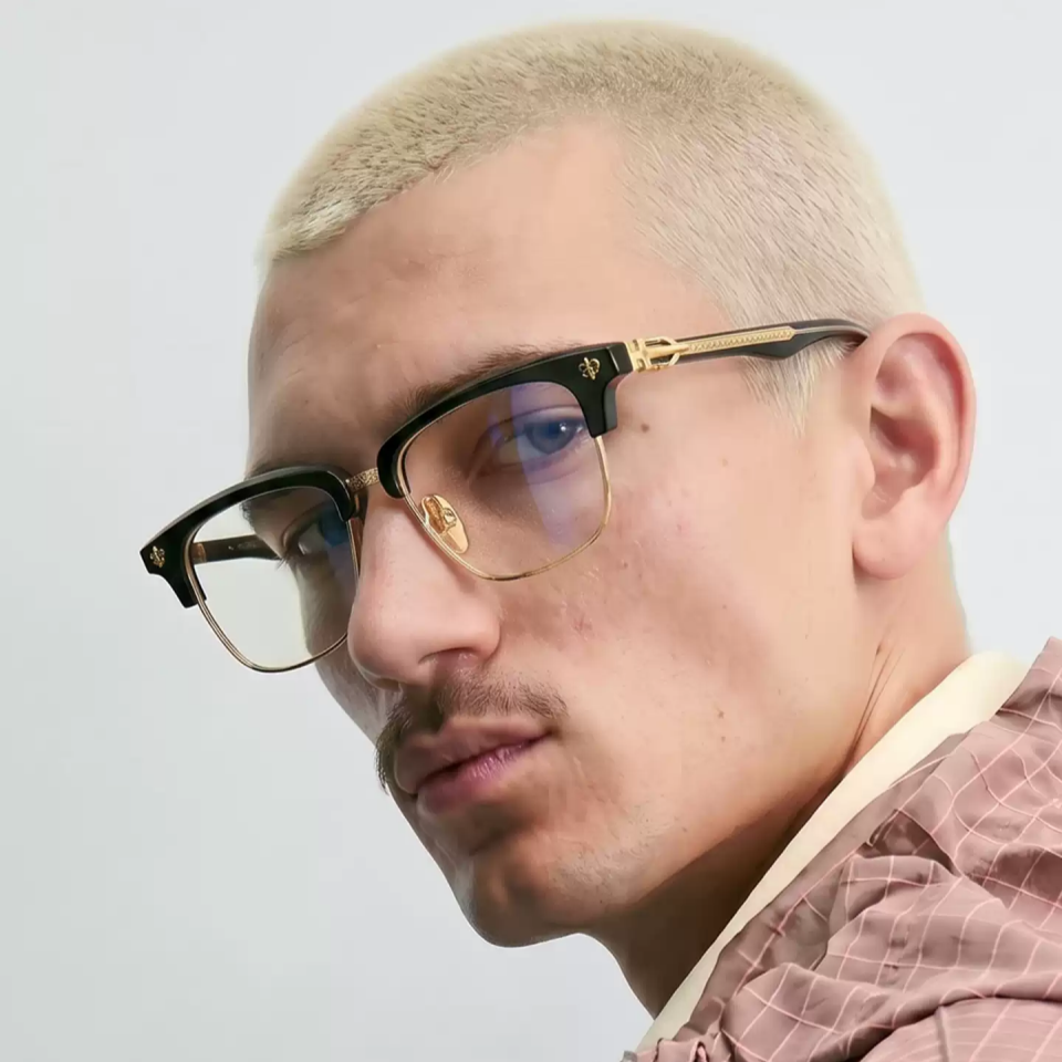 Trend Brand Design Classic Men's Acetate Titanium Frame Eyeglasses Fashion Retro Style Decorative Carving Women's Luxury Glasses