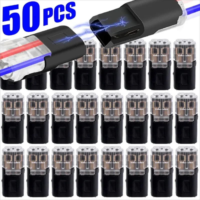 50-1 Uds. Conectores a presión de Cable de enchufe de 2 pines Cable eléctrico impermeable conector enchufable de doble Cable con hebilla de bloqueo
