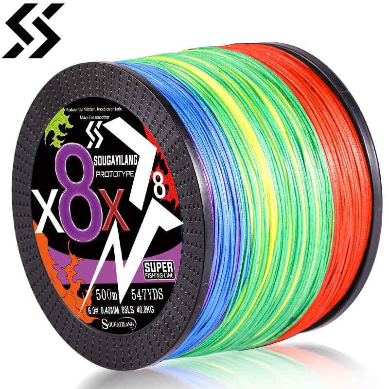 Sougayilang 100M 300M 500M 8 brins ligne tressée 18-88LB Multifilament PE ligne de pêche Super forte pour la pêche en eau douce au sel