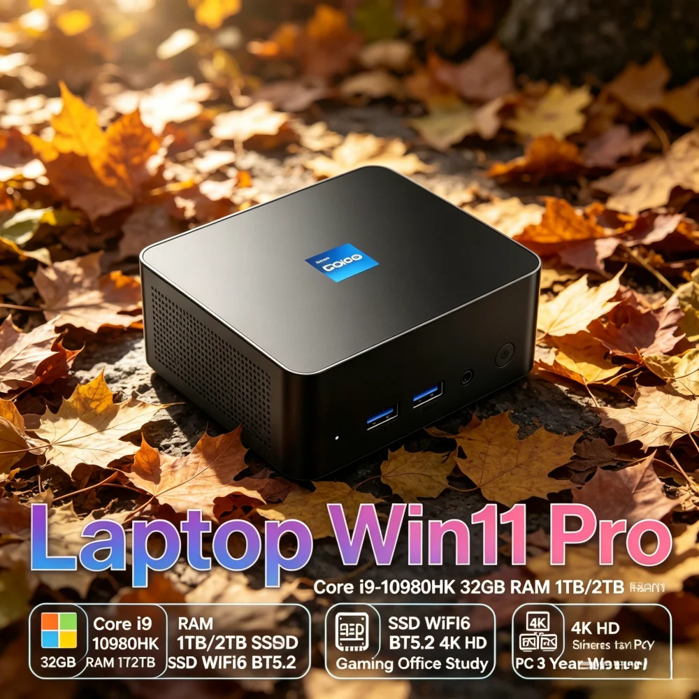 Mini PC Laptop Win11 Pro Core i9-10980HK 32GB RAM 1TB/2TB SSD WiFi6 BT5.2 4K HD Office & Gaming 3-Year Warranty