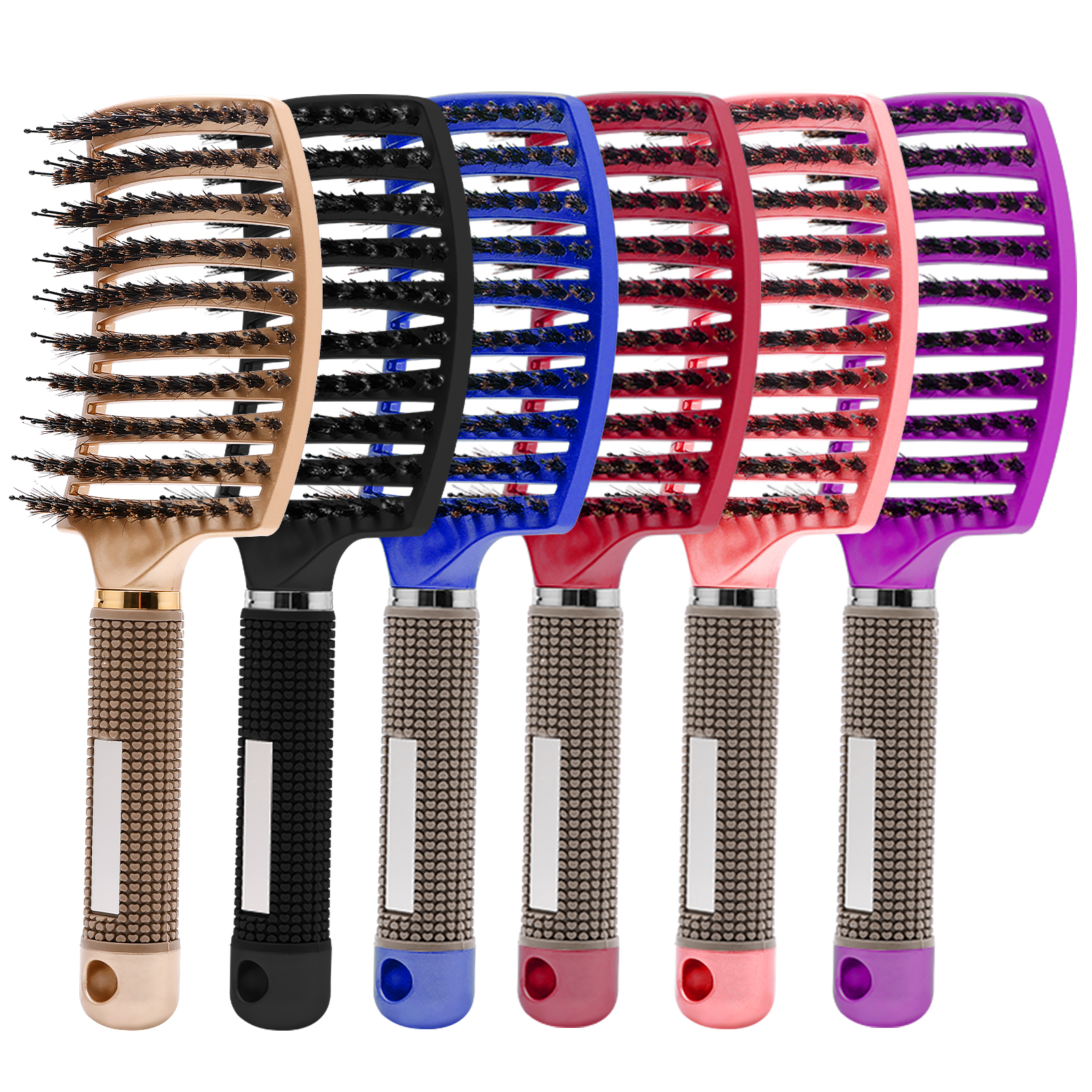 Cepillo de pelo desenredante para mujer, peine de masaje húmedo, cepillo de pelo rizado, herramientas de peinado de salón de peluquería, cerdas y nailon