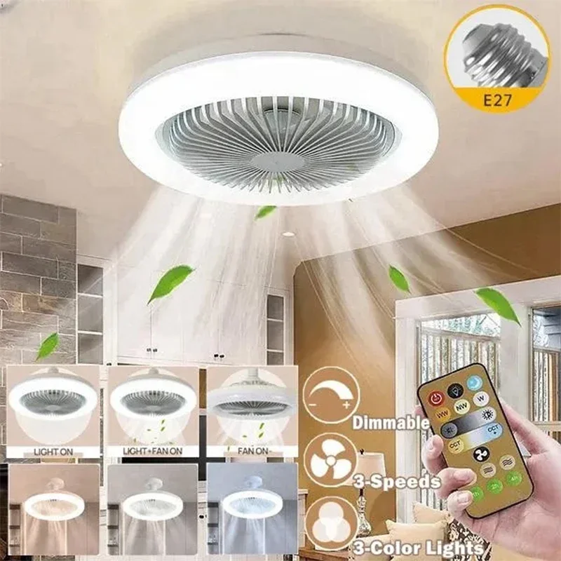 Slimme 3-In-1 Plafondventilator Met Afstandsbediening Verlichtingslamp E27 Converter Basis 85-265V Verlichtingsbasis Voor Slaapkamer En Woonkamer