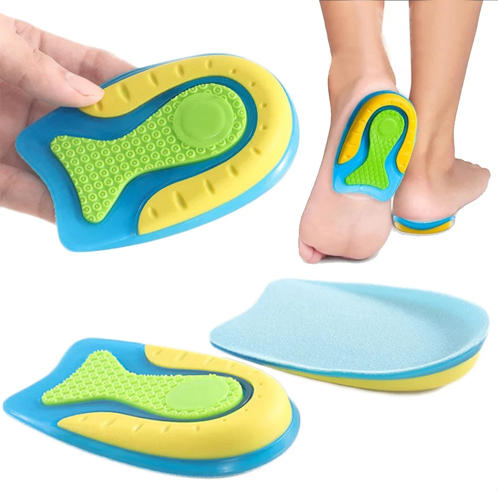 Silicone Gel Insoles for Heel Spurs Fascitis Plantar Pain Relief Treatment Inserts Heel Cup Cushion Height Increase Shoe Insoles