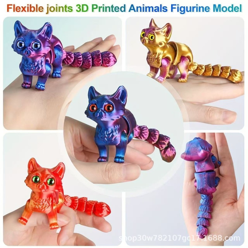 12 см шарнирный 3D печатный кот, милые животные, игрушки-непоседа, декор для снятия стресса, украшение для рабочего стола, домашнее животное, Рождественский подарок