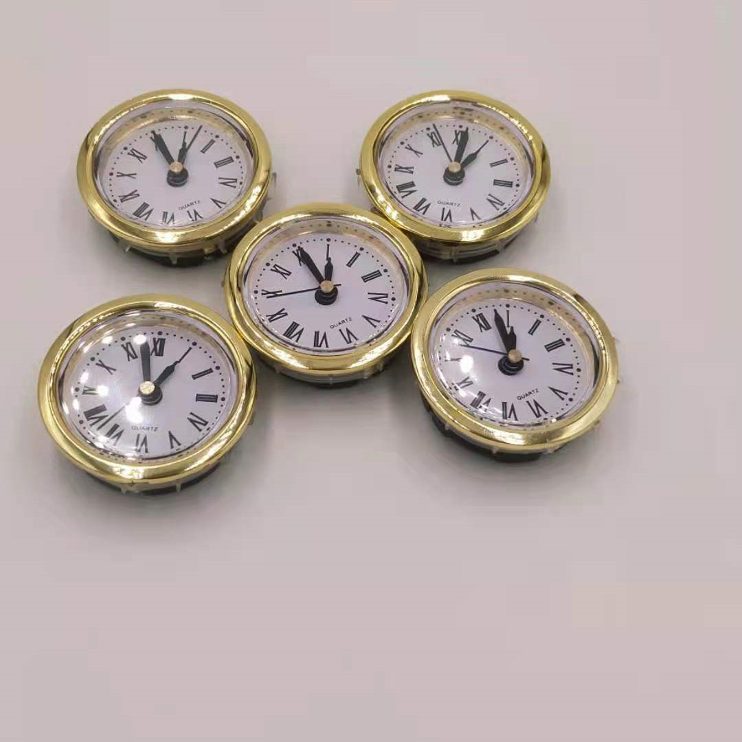 5PCS Gold Rim เส้นผ่านศูนย์กลาง50มม.ใส่นาฬิกาควอตซ์สำหรับ Built-In ใส่นาฬิกาหัว DIY นาฬิกา
