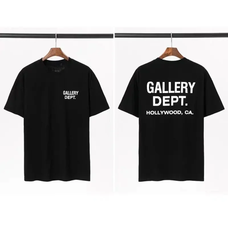 Мужская футболка GALLERY DEPT с черно-желтым принтом, футболка в стиле калифорнийского голливудского стритвира, летняя повседневная футболка с короткими рукавами