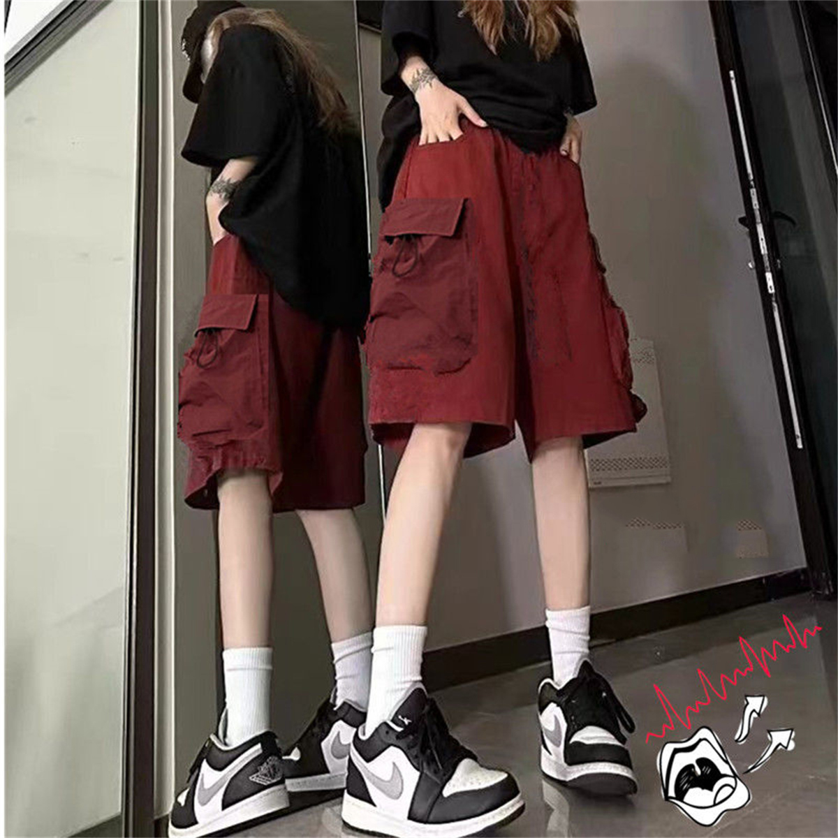Solide atmungsaktive Shorts Sommer Frauen Mode trend ige Marke leichte Kordel zug Basketball Sport Fitness große mittlere Hose