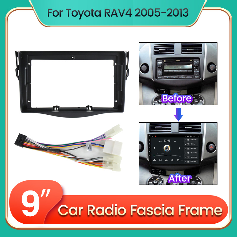 9-дюймовый автомобильный радиоприемник, адаптер рамки для Toyota RAV4 Rav 4 2005-2013, 2Din, Android DVD, монтажная рамка, комплект кабелей питания