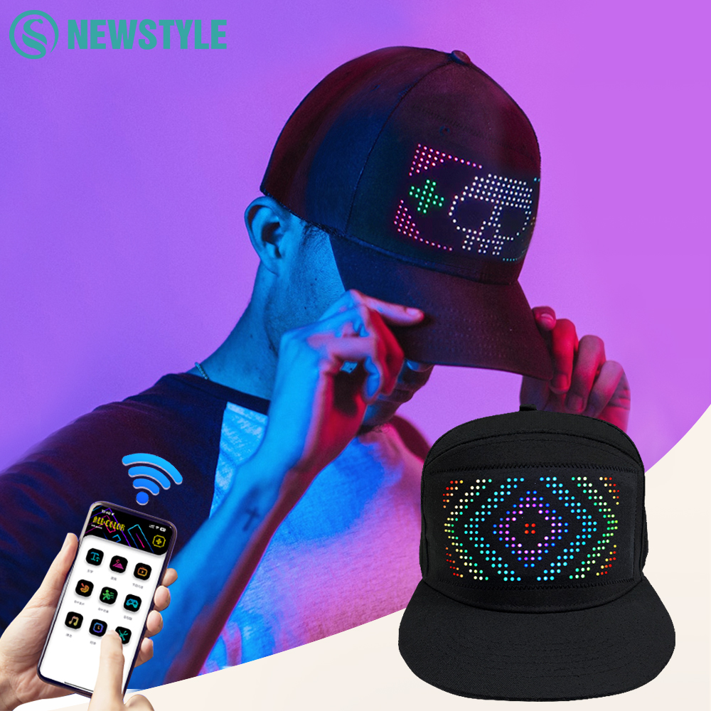 LED Hut Licht Display Bildschirm DIY Smart Pixel Matrix Baseball Hut Wiederaufladbare Bluetooth APP Steuerung Hip Hop Street Party Decor