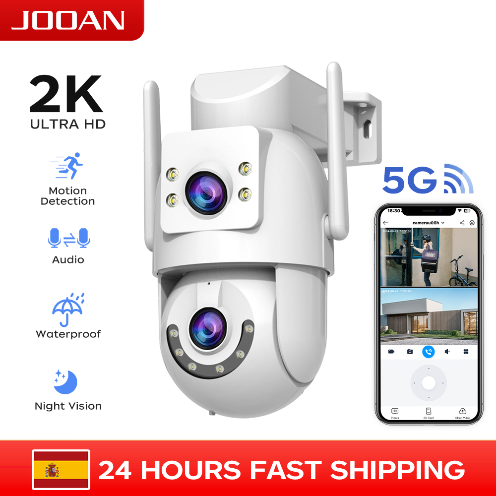 Cámara PTZ Wifi JOOAN 2K 6MP para Exteriores, Pantalla Dual, Detección de Movimiento, Visión Nocturna, Impermeable, Cámara IP, Cámara de Vigilancia CCTV