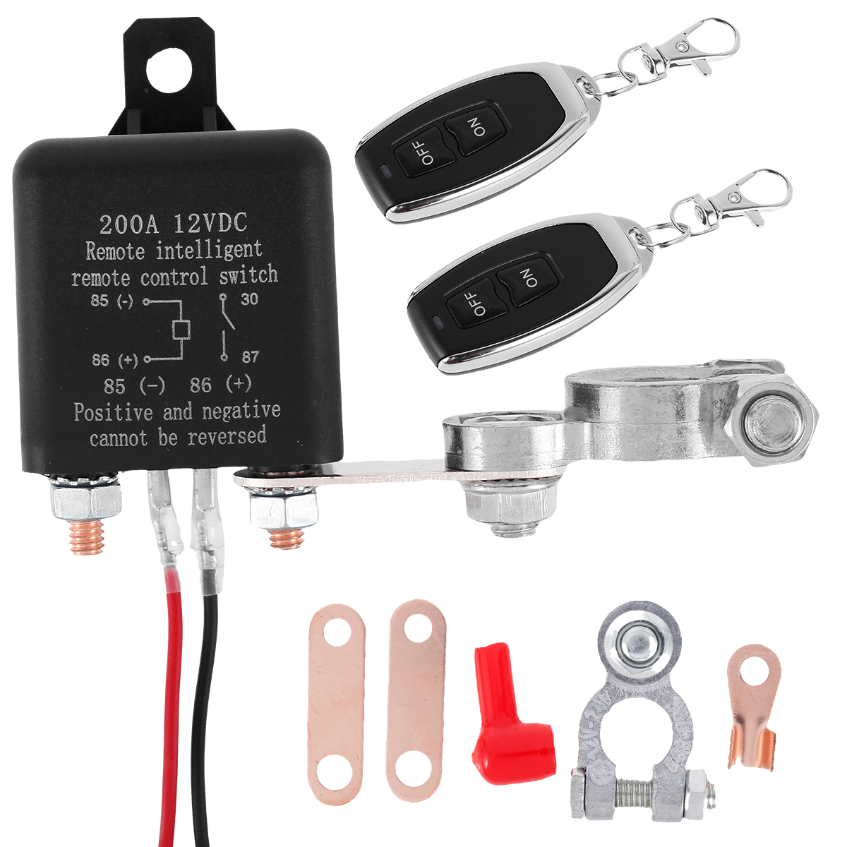 バッテリースイッチリレー 12V リモートカーコントロールバッテリー切断カットオフアイソレーター盗難防止デュアルリモートコントロールスイッチリレー付き