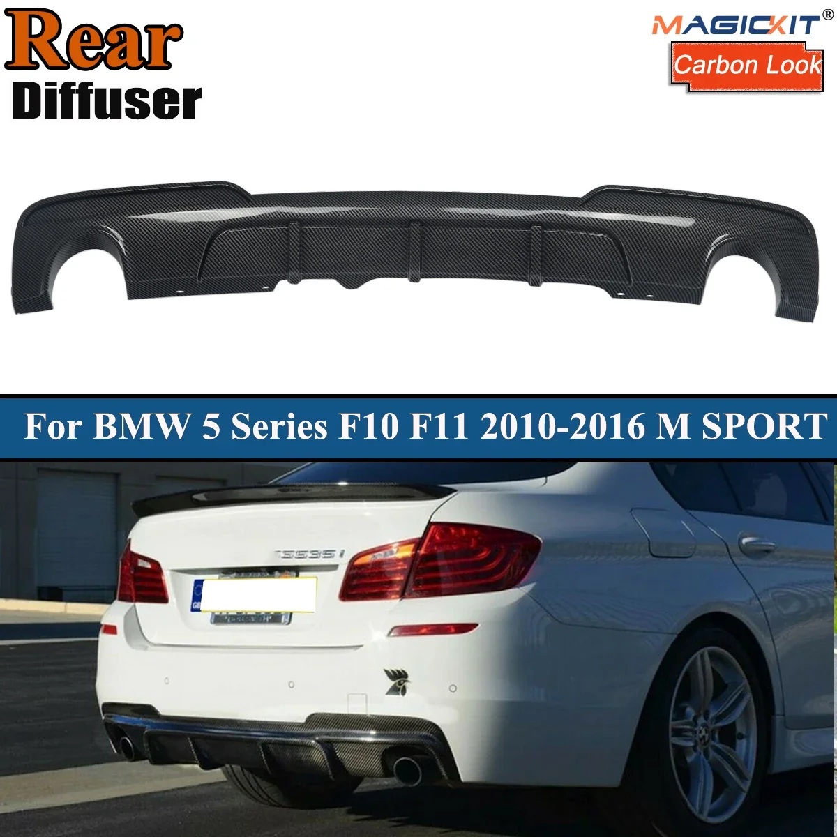 Carbon Fiber Look Lippe für BMW F10 F11 Dffuser 2014-2018 Hecks toß stange Spoiler M Sport Performace Auto Auto Zubehör