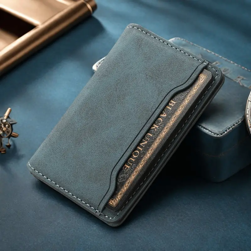 Dompet Elastis Magnetik Kartu Kredit Kulit Sintetis Denior (3 Slot Kartu) dengan Aksesori Magnetik Kuat |   Klip Kartu Identitas Dinding