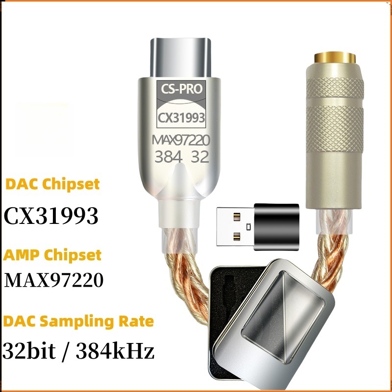 Модернизированный цифровой усилитель звука CX31993 MAX97220 Чип типа C 3,5 мм AMP Hi-Fi адаптер 32 бит/384 кГц адаптер ЦАП для наушников